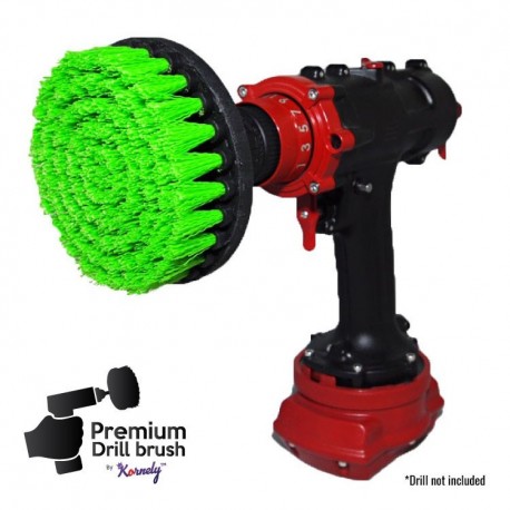 Premium Drill Brush For Professional Cleaning - Medium, Green, 13 cm